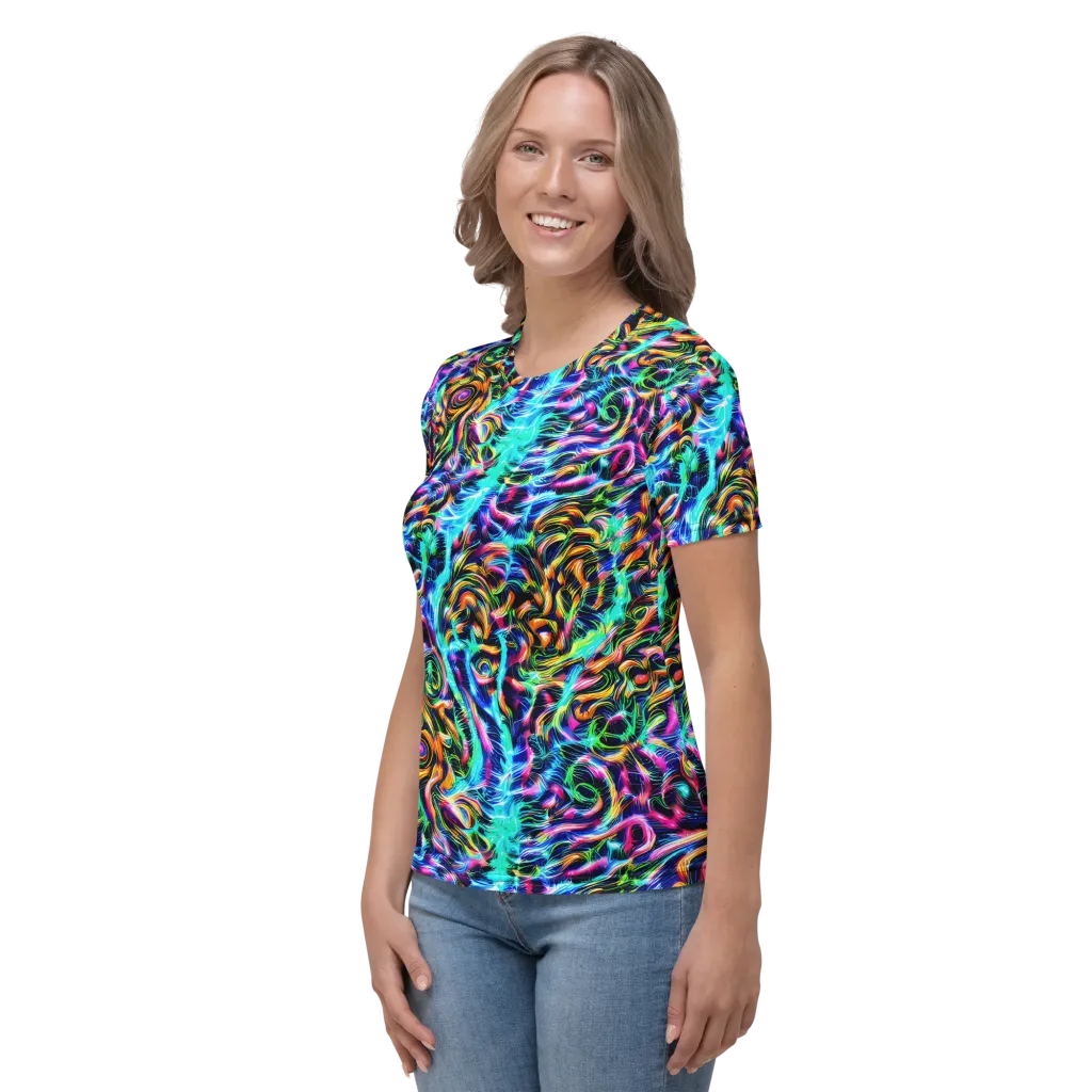 Fluorescent Torrent on Women's Crew Neck T-Shirt — Left