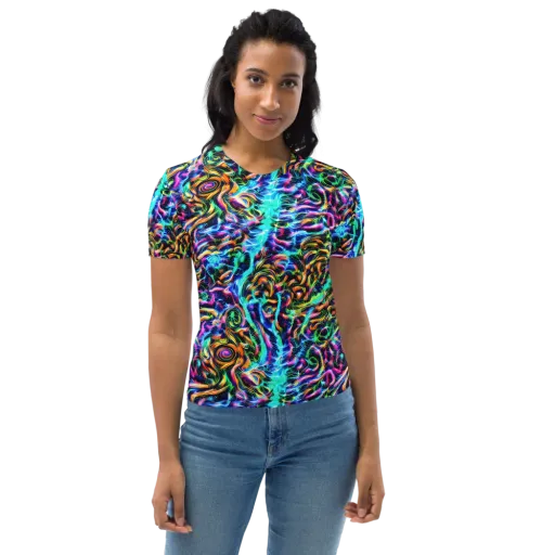Fluorescent Torrent on a Women's Crew Neck T-Shirt