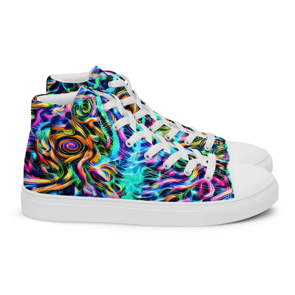 Fluorescent Torrent on Women's High Top Canvas Shoes — Right