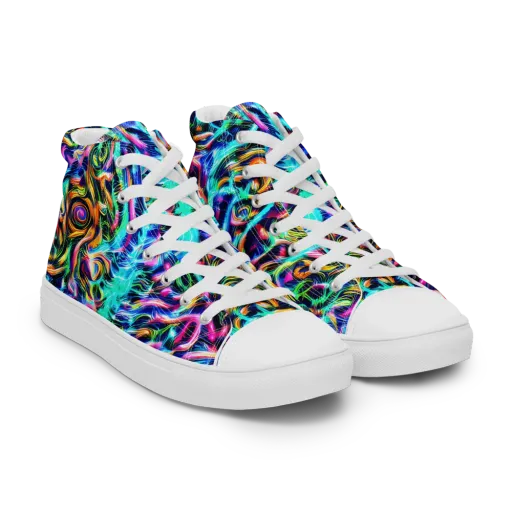 Fluorescent Torrent on a Women's High Top Canvas Shoes
