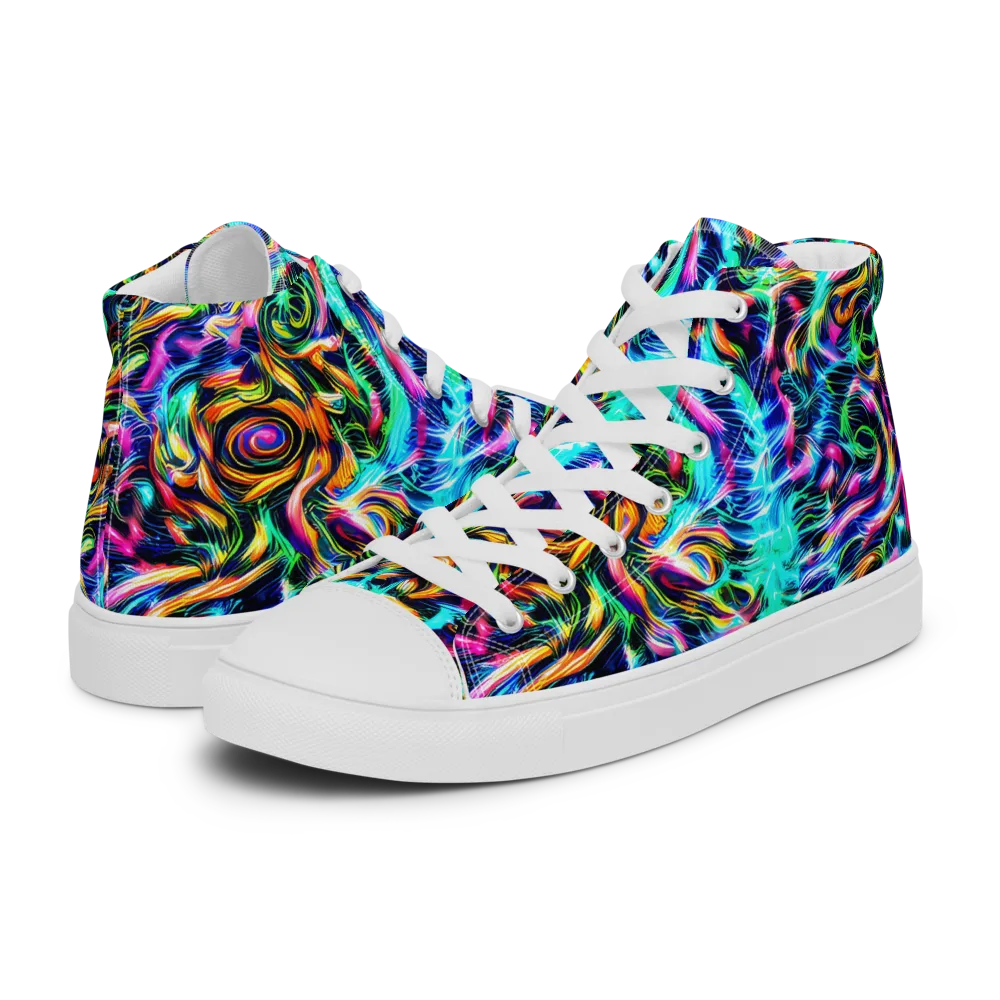 Fluorescent Torrent on Women's High Top Canvas Shoes — Left
