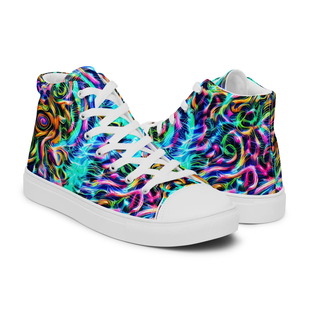 Fluorescent Torrent on Women's High Top Canvas Shoes — Right