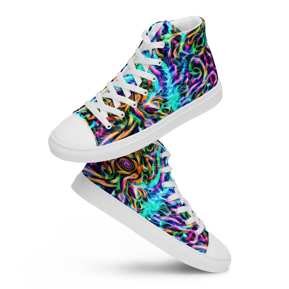 Fluorescent Torrent on Women's High Top Canvas Shoes — Front