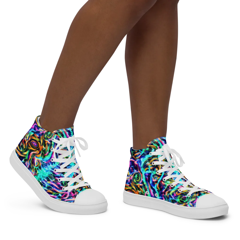 Fluorescent Torrent on Women's High Top Canvas Shoes — Right