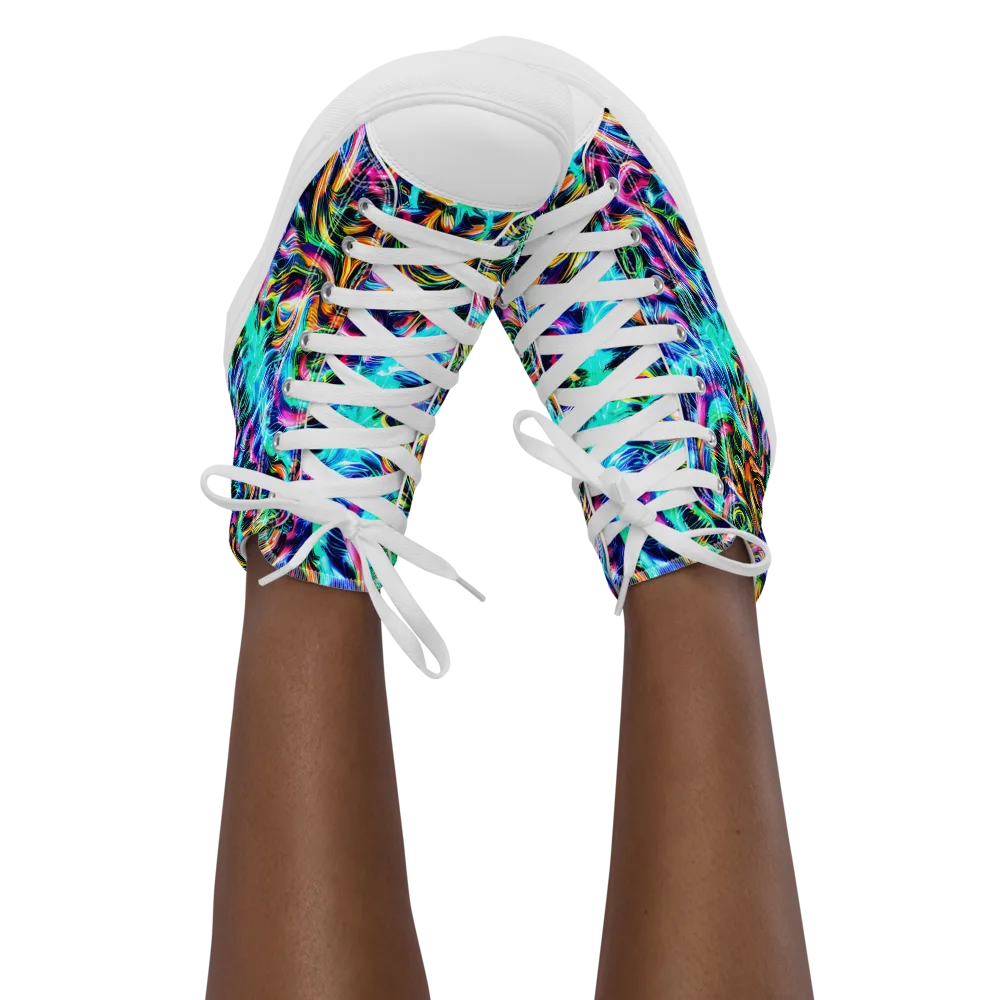 Fluorescent Torrent on Women's High Top Canvas Shoes — Front