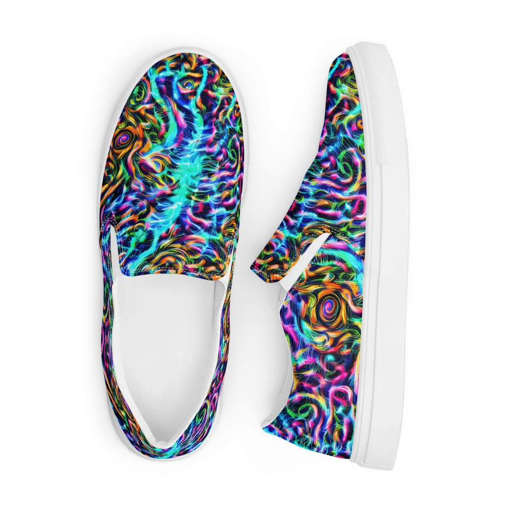 Fluorescent Torrent on Men's Slip-On Canvas Shoes — Front
