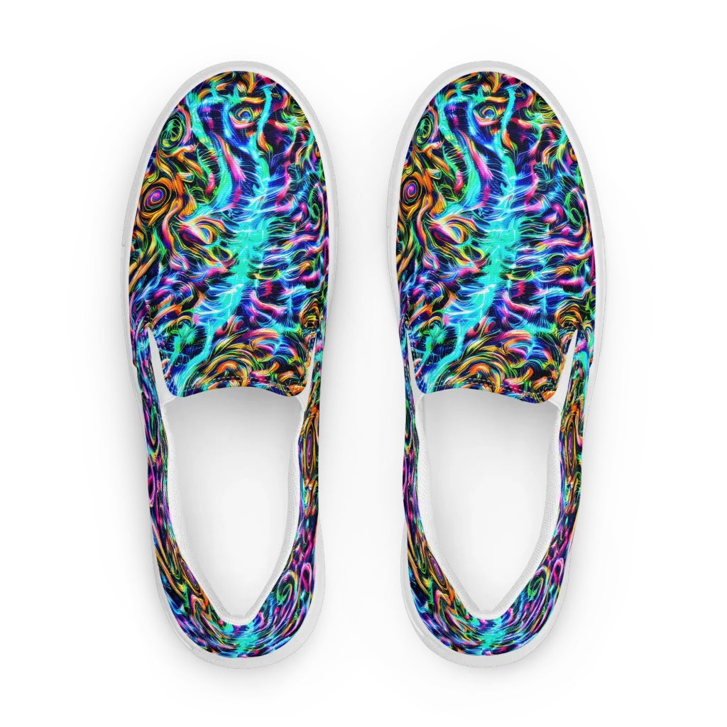 Fluorescent Torrent on Women's Slip-On Canvas Shoes — Front