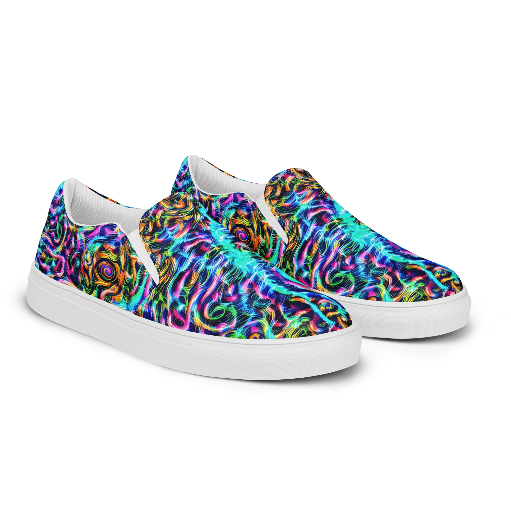 Fluorescent Torrent on Women's Slip-On Canvas Shoes — Right Front