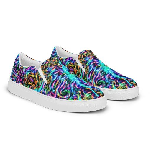 Fluorescent Torrent on a Women's Slip-On Canvas Shoes