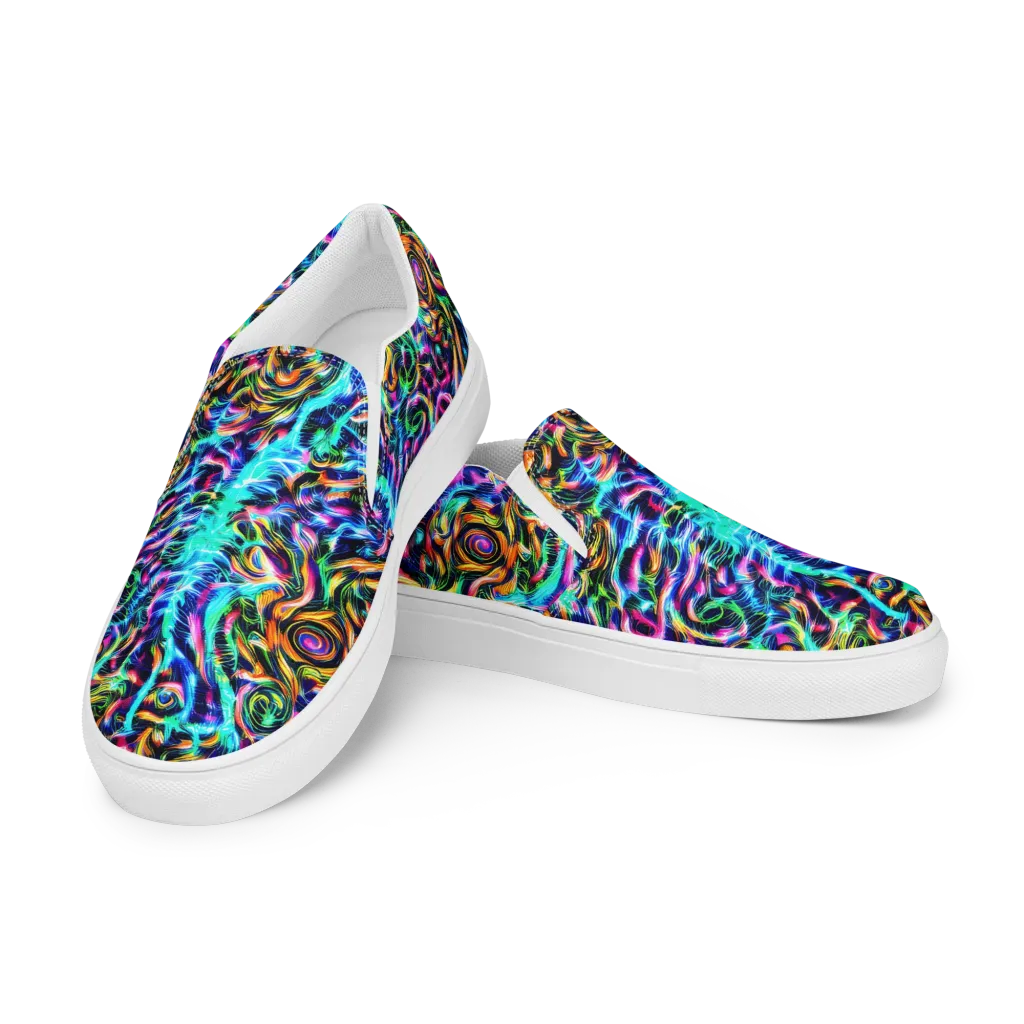 Fluorescent Torrent on Women's Slip-On Canvas Shoes — Left Front