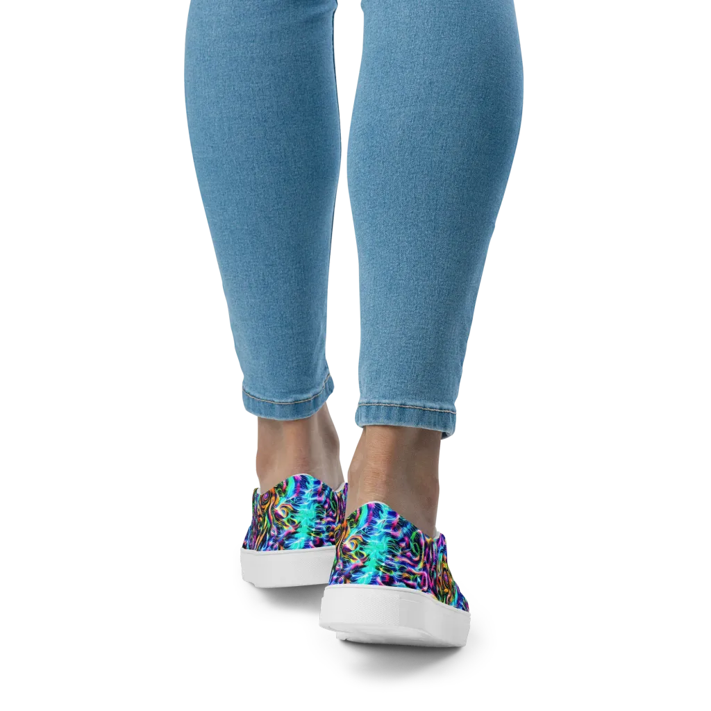 Fluorescent Torrent on Women's Slip-On Canvas Shoes — Back