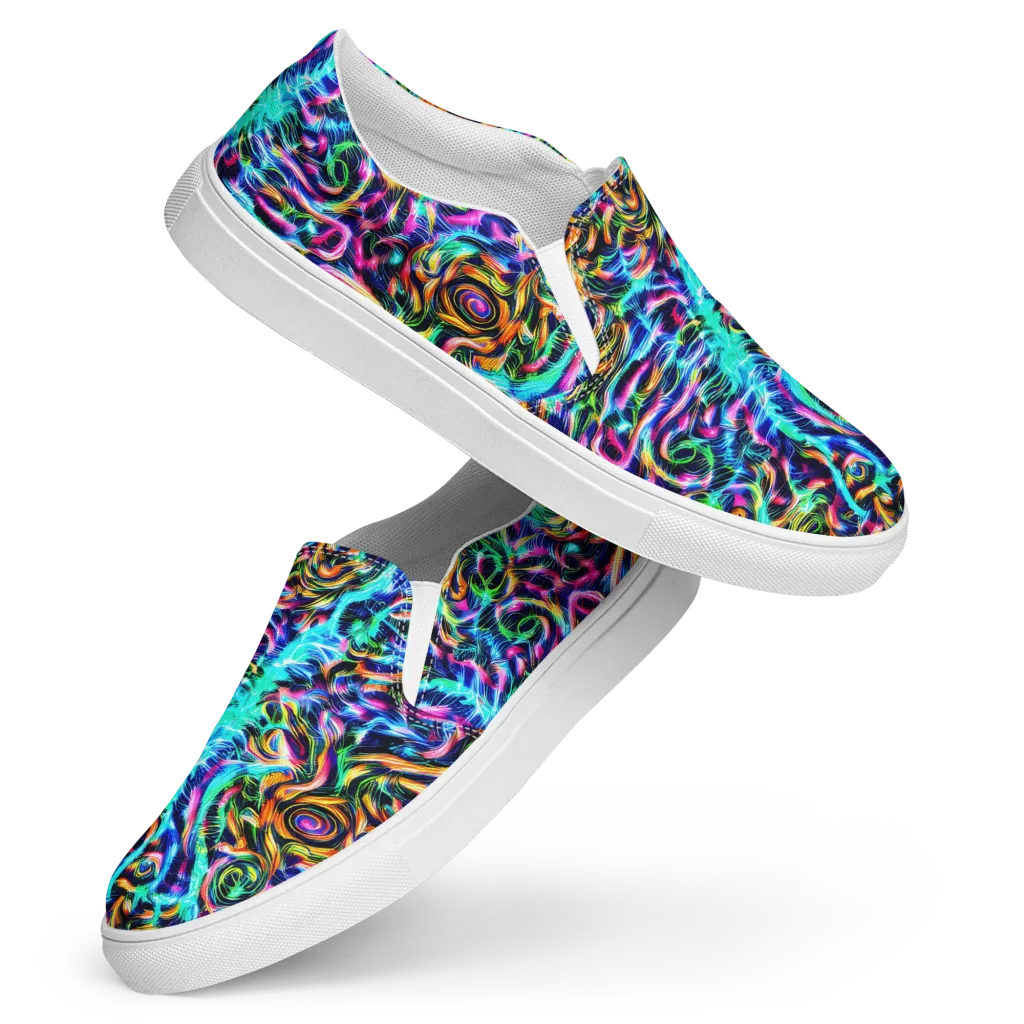 Fluorescent Torrent on Women's Slip-On Canvas Shoes — Front