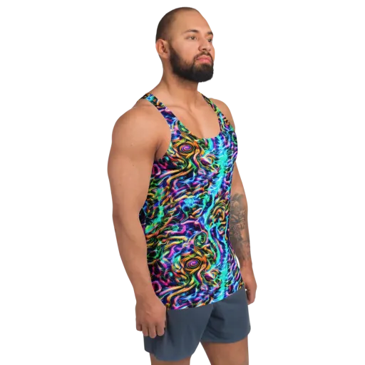 Fluorescent Torrent on a Men's Tank Top