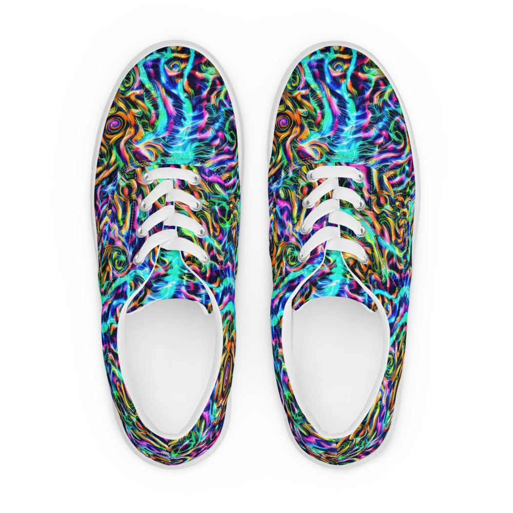 Fluorescent Torrent on Men's Lace-Up Canvas Shoes — Front