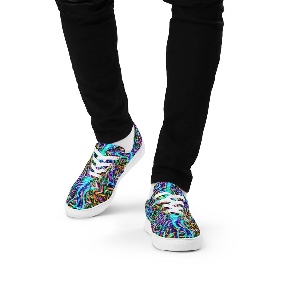 Fluorescent Torrent on Men's Lace-Up Canvas Shoes — Front