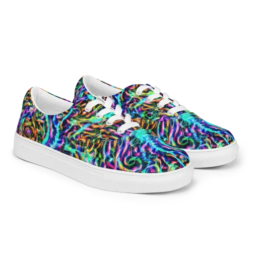 Fluorescent Torrent on a Men's Lace-Up Canvas Shoes