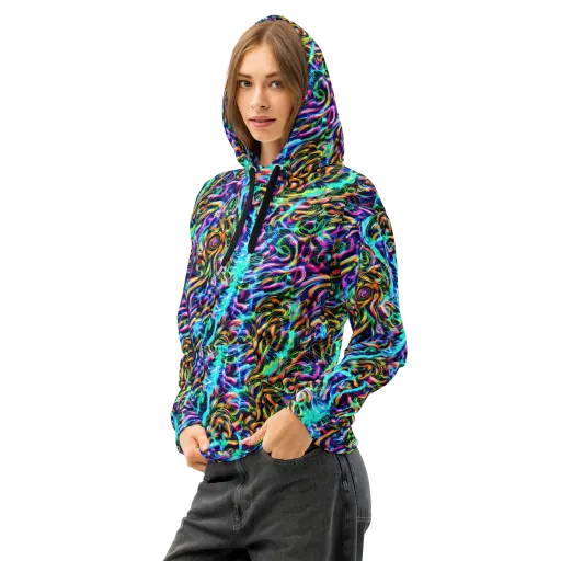 Fluorescent Torrent on a Cotton Hoodie