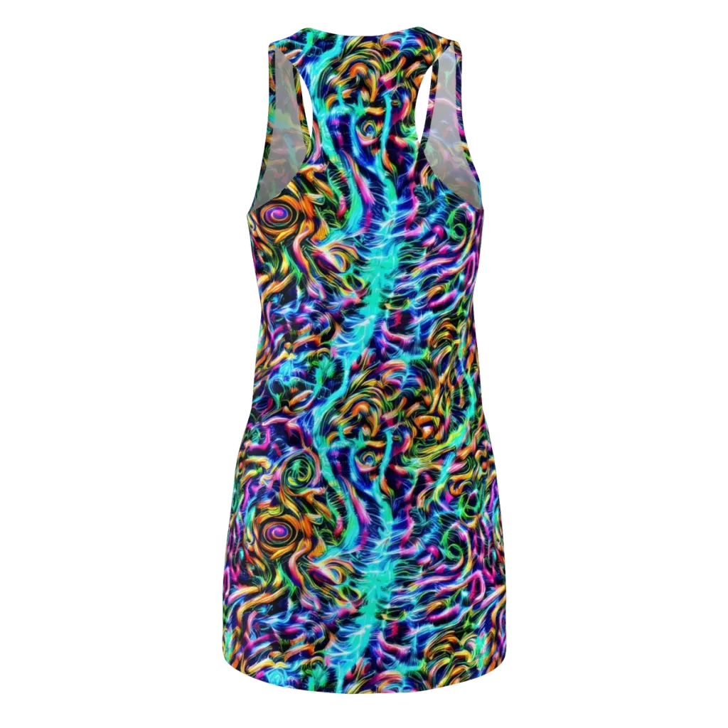 Fluorescent Torrent on Racerback Dress — Back