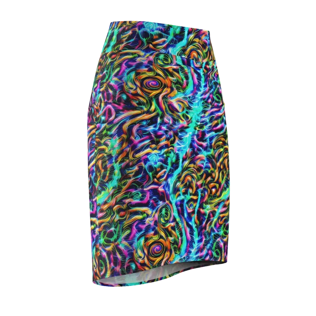 Fluorescent Torrent on Pencil Skirt — Front Side