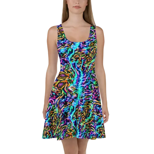 Fluorescent Torrent on a Skater Dress