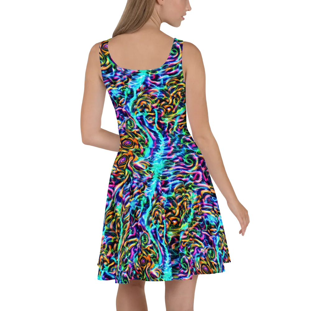 Fluorescent Torrent on Skater Dress — Back