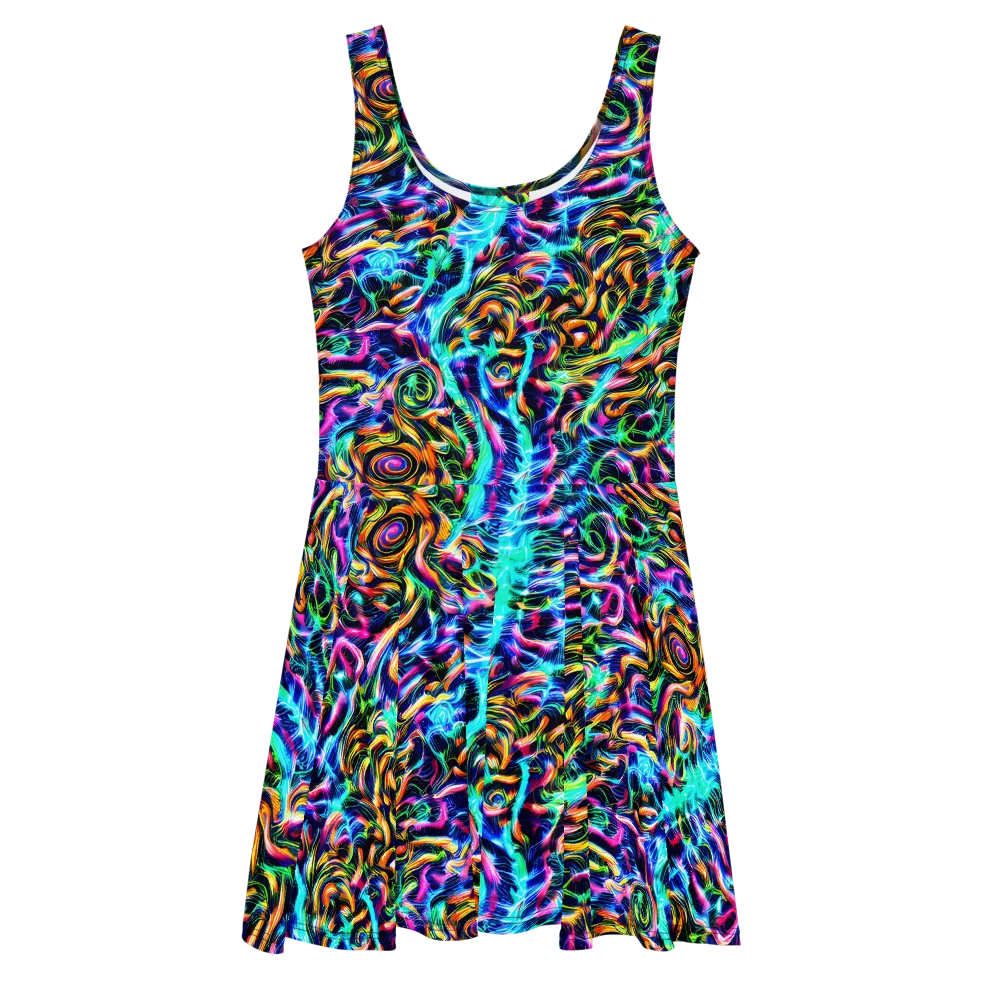 Fluorescent Torrent on Skater Dress — Front