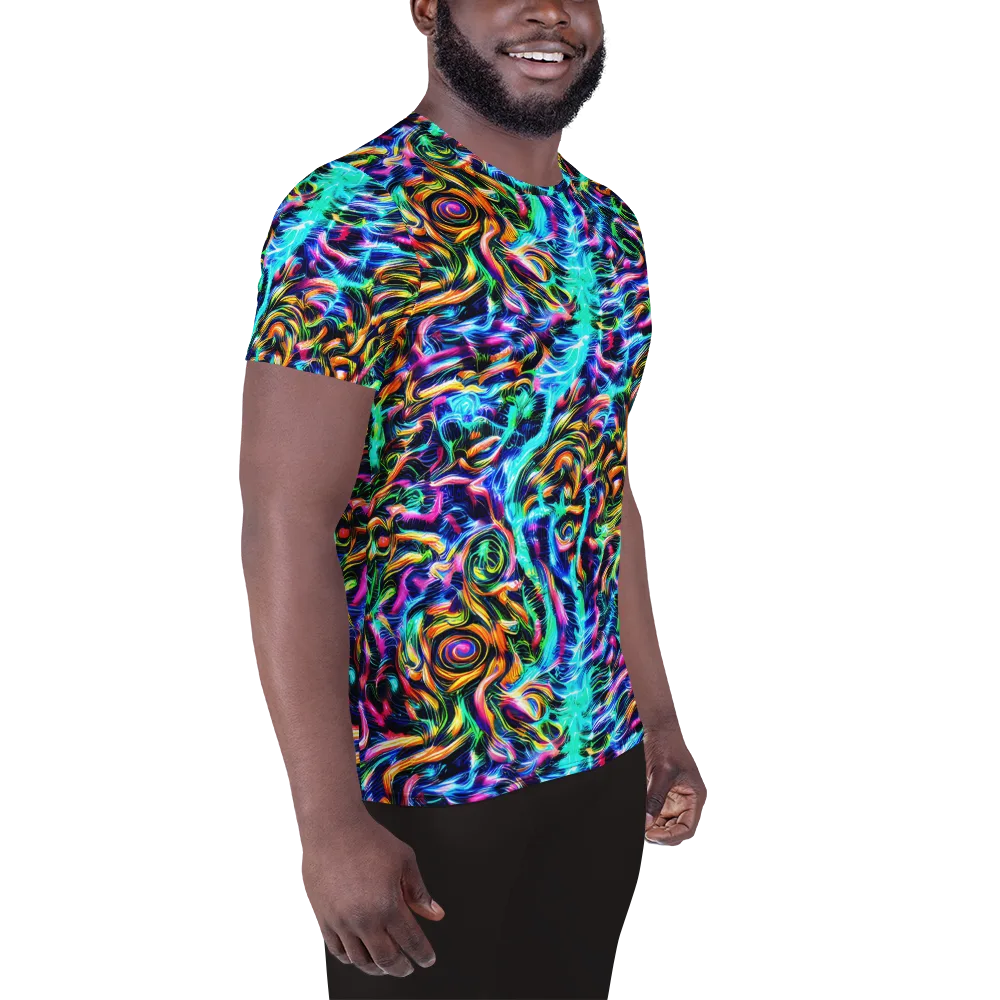 Fluorescent Torrent on Men's Athletic T-Shirt — Right