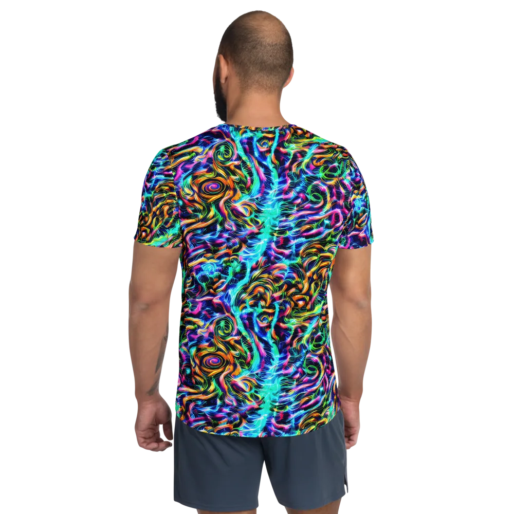 Fluorescent Torrent on Men's Athletic T-Shirt — Back