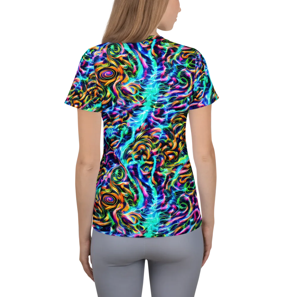 Fluorescent Torrent on Women's Athletic T-Shirt — Back