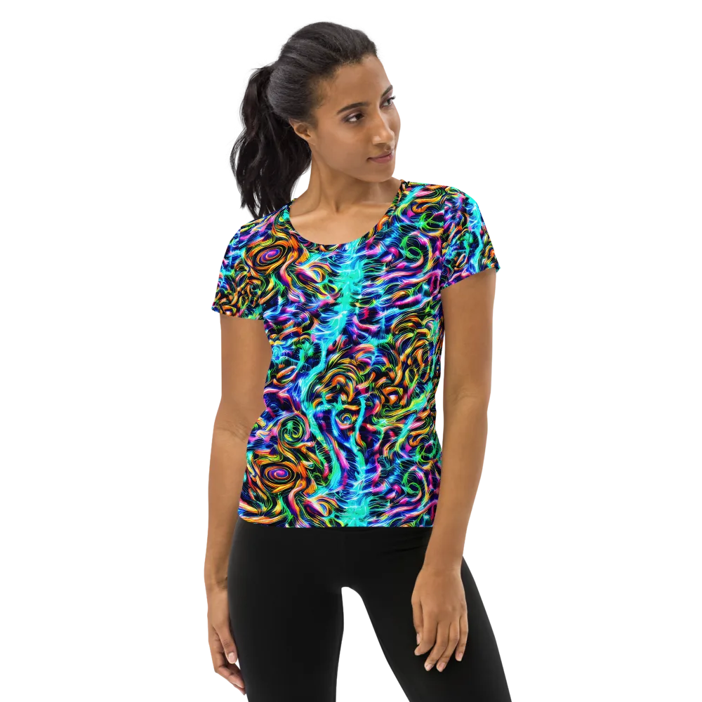 Fluorescent Torrent on Women's Athletic T-Shirt — Front