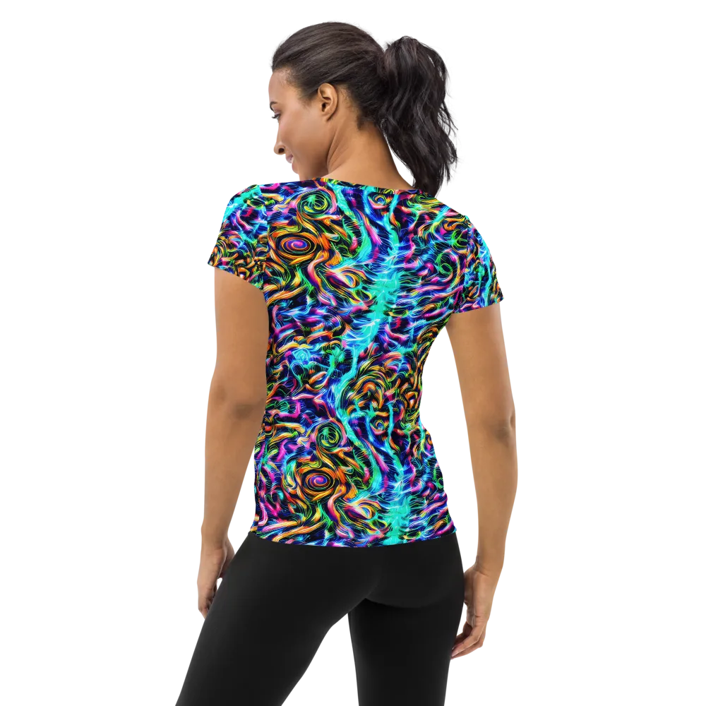 Fluorescent Torrent on Women's Athletic T-Shirt — Back