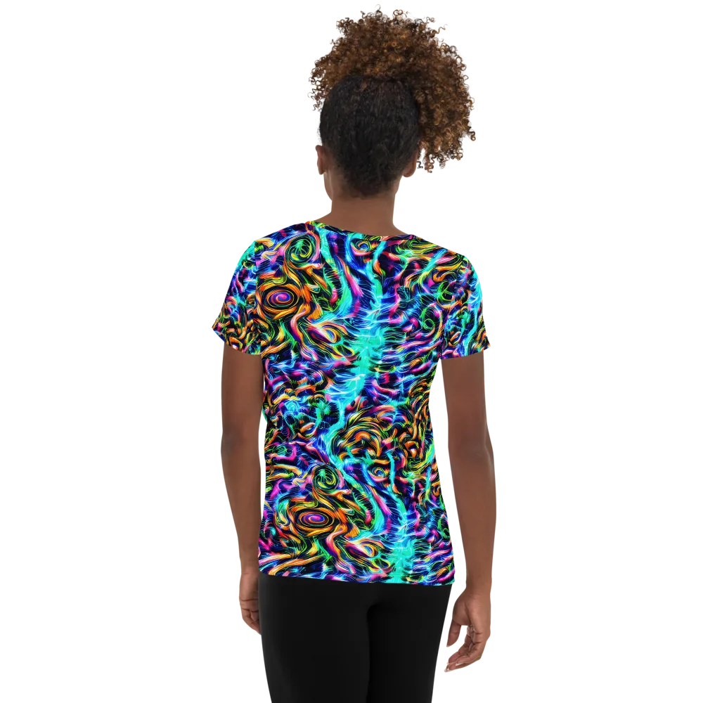 Fluorescent Torrent on Women's Athletic T-Shirt — Back