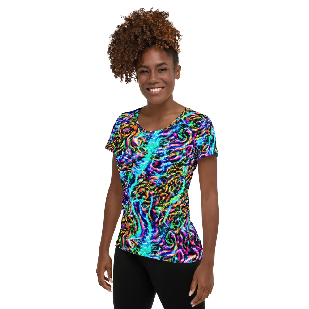 Fluorescent Torrent on Women's Athletic T-Shirt — Left