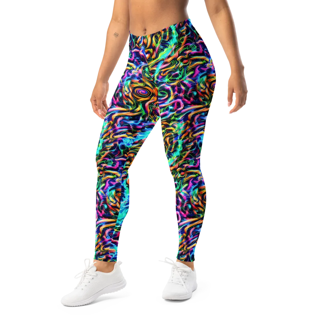 Fluorescent Torrent on Leggings — Left Front