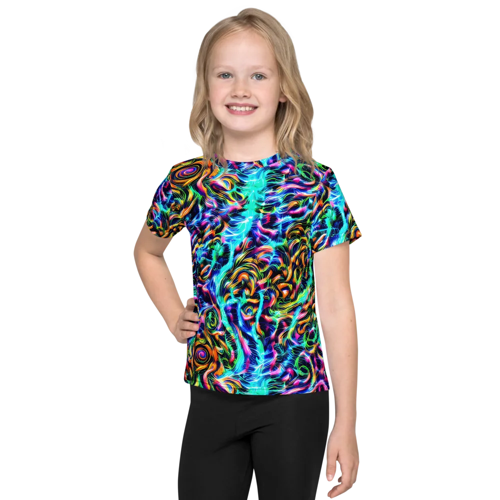 Fluorescent Torrent on Kids Crew Neck T-Shirt — Front