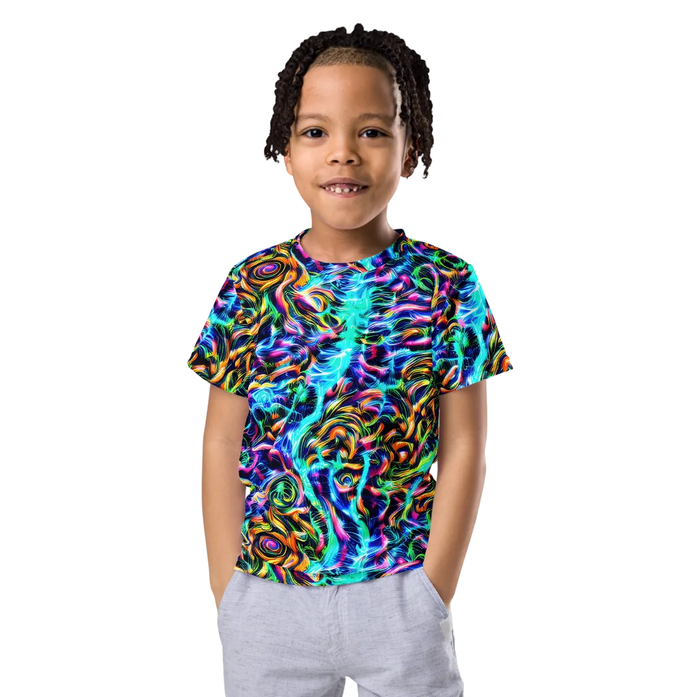 Fluorescent Torrent on Kids Crew Neck T-Shirt — Front