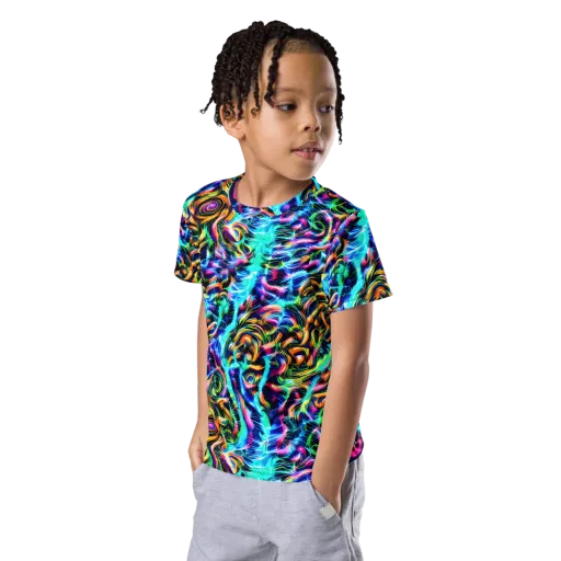Fluorescent Torrent on a Kids Crew Neck T-Shirt
