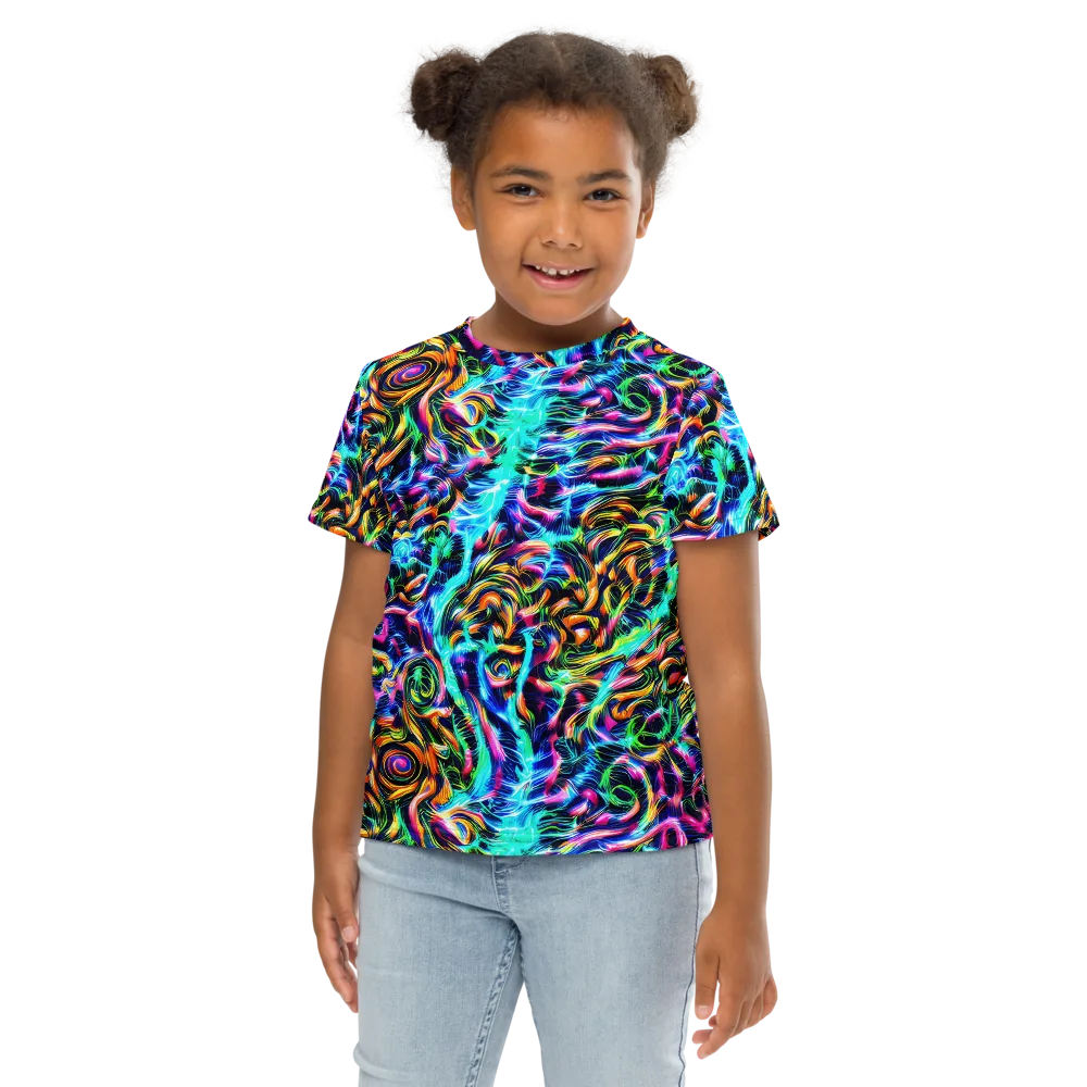 Fluorescent Torrent on Kids Crew Neck T-Shirt — Front