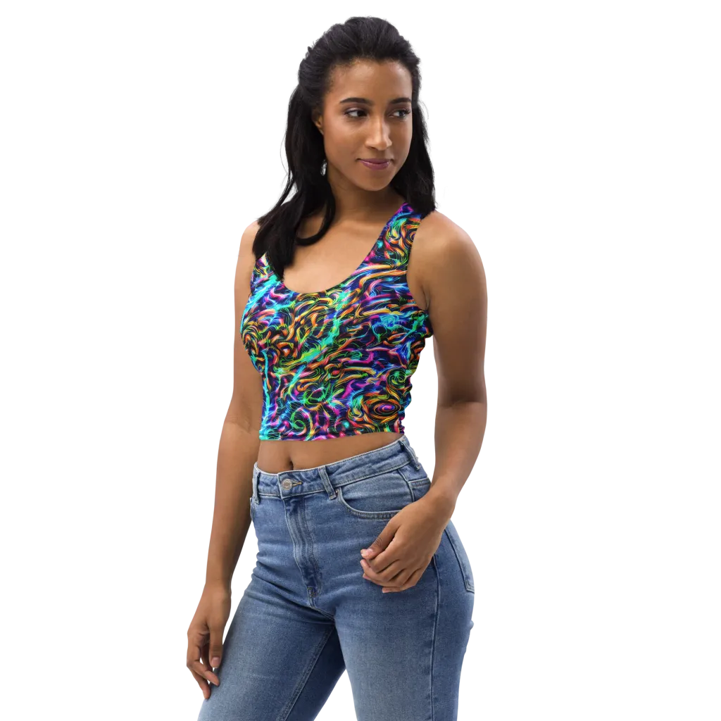 Fluorescent Torrent on Crop Top — Left Front