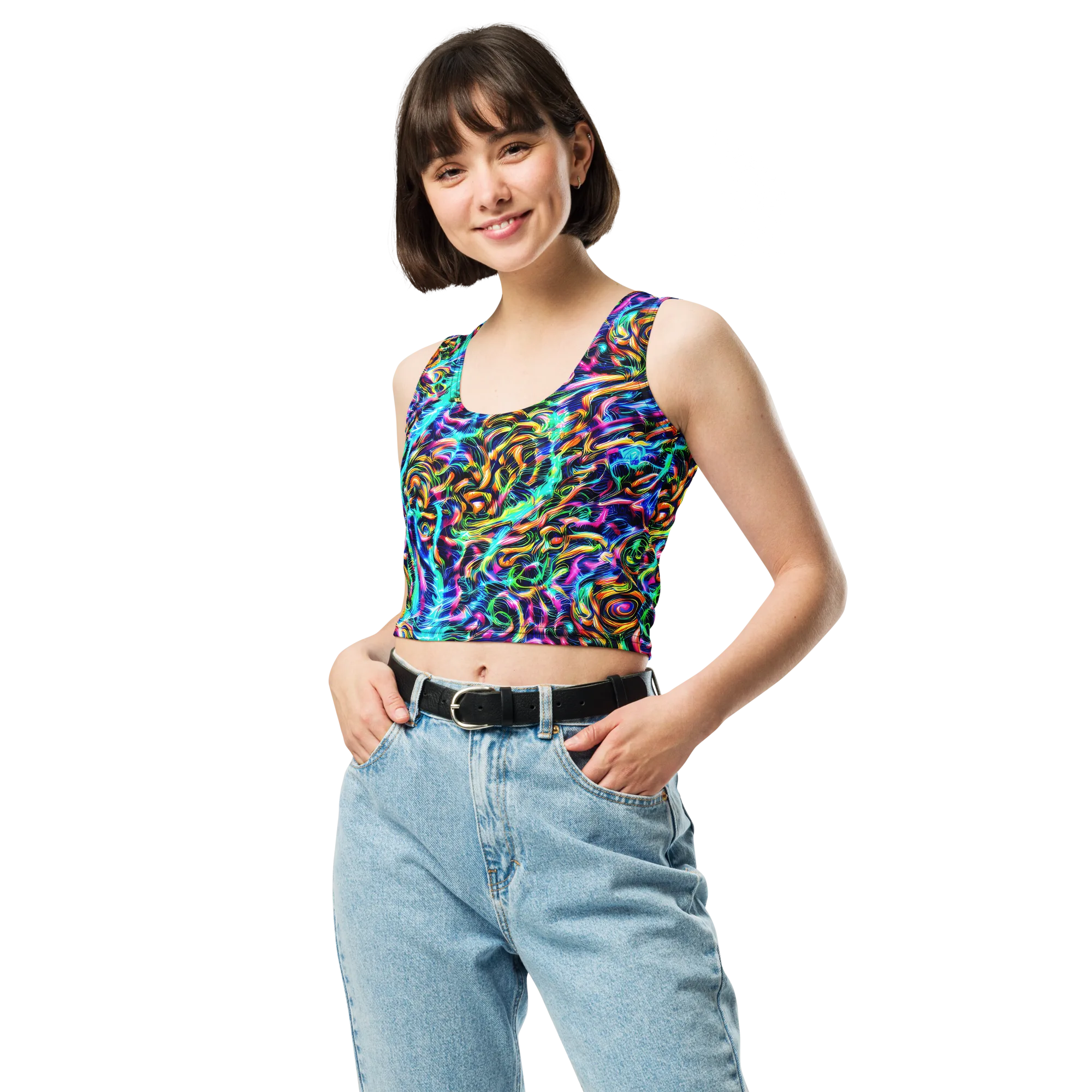 Fluorescent Torrent on Crop Top — Front