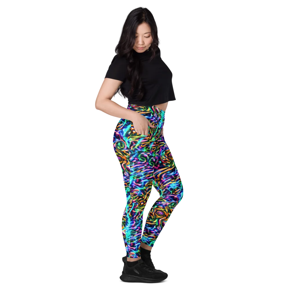 Fluorescent Torrent on Leggings with Pockets — Right