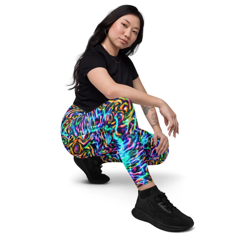Fluorescent Torrent on Leggings with Pockets — Right Front