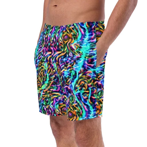 Fluorescent Torrent on a Swim Trunks