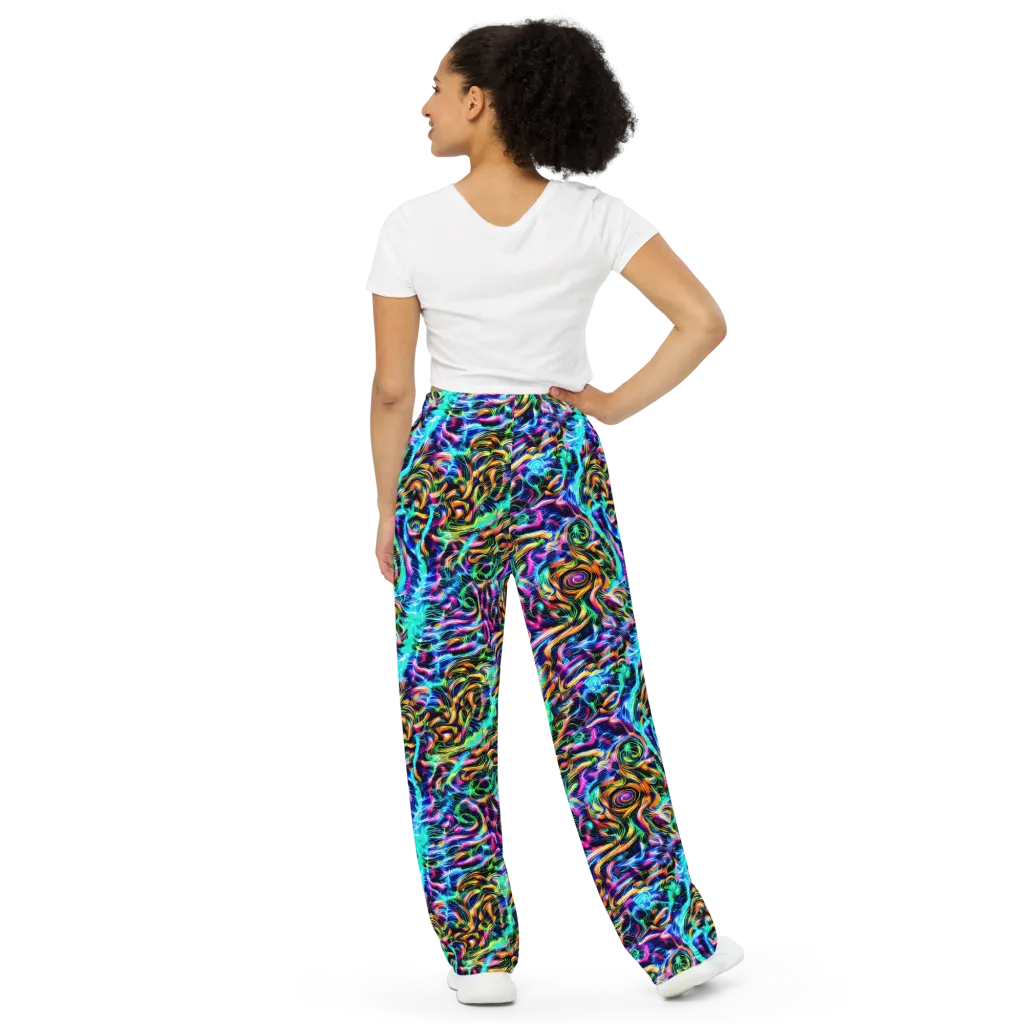 Fluorescent Torrent on Wide-Leg Pants — Back