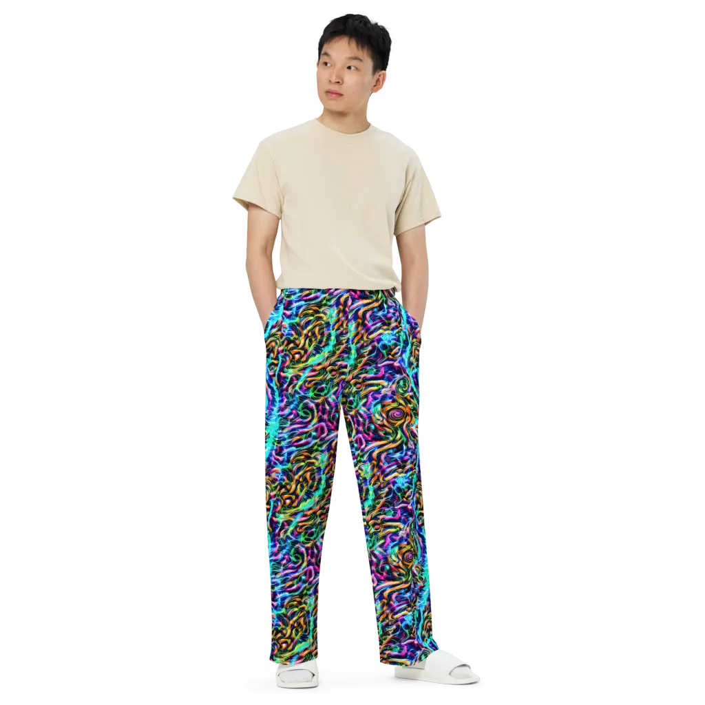 Fluorescent Torrent on Wide-Leg Pants — Front