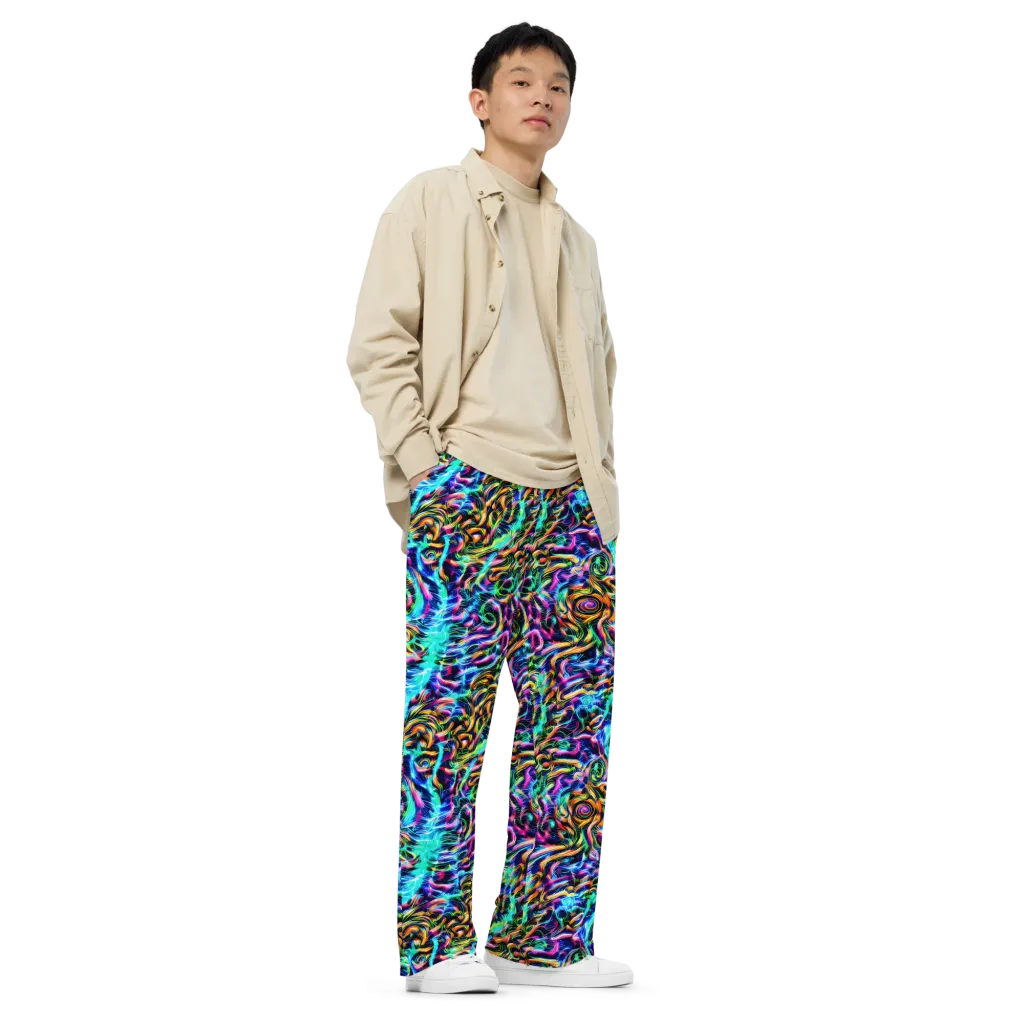 Fluorescent Torrent on Wide-Leg Pants — Right Front