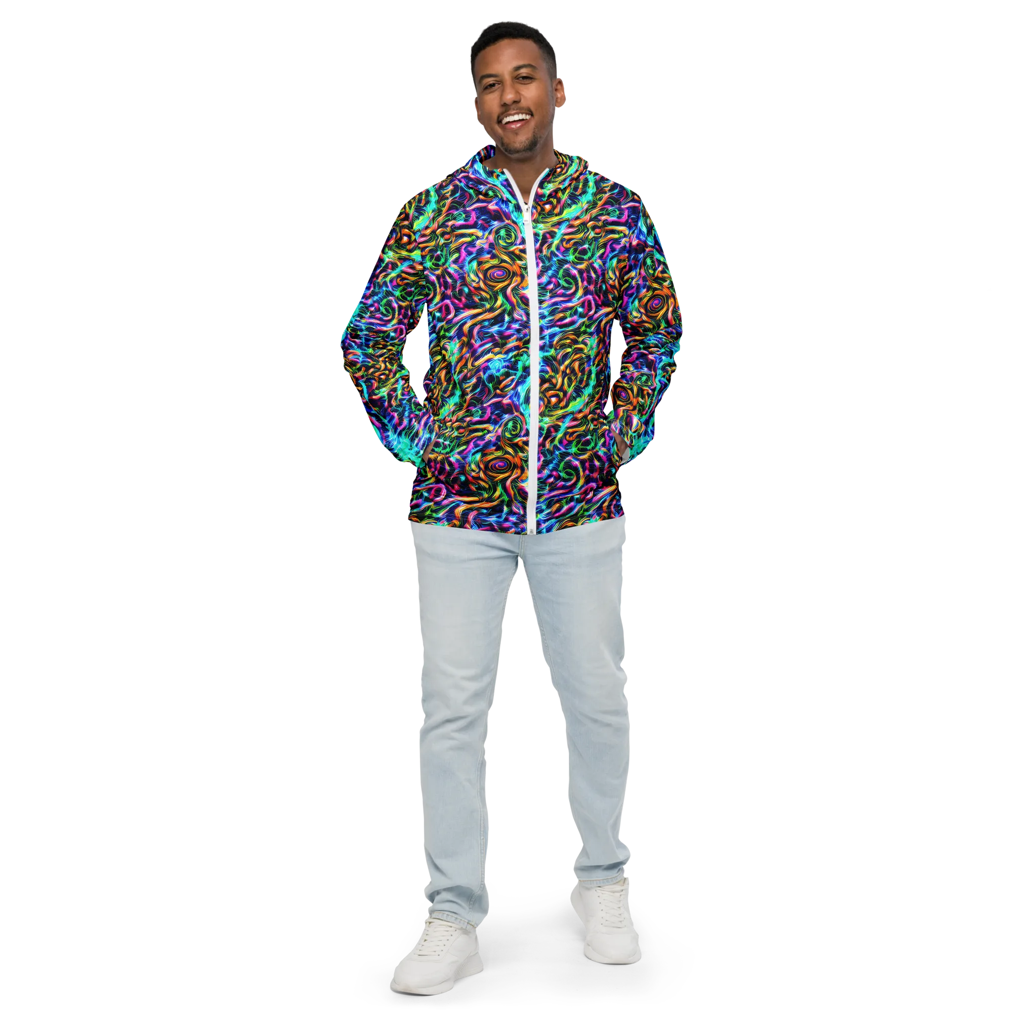 Fluorescent Torrent on Men's Windbreaker — Front