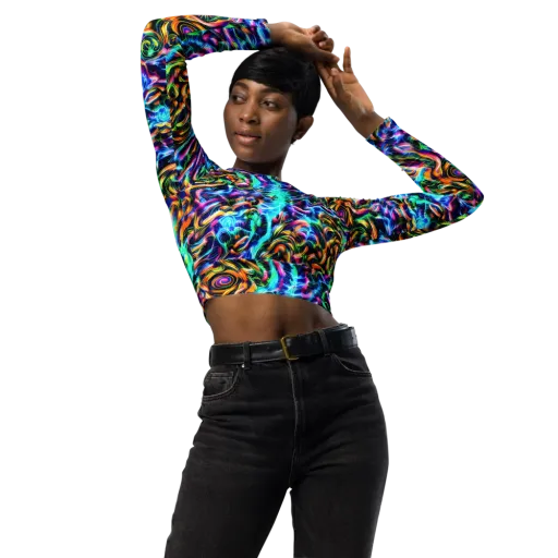 Fluorescent Torrent on a Long Sleeve Crop Top