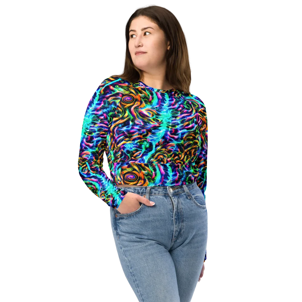 Fluorescent Torrent on Long Sleeve Crop Top — Front
