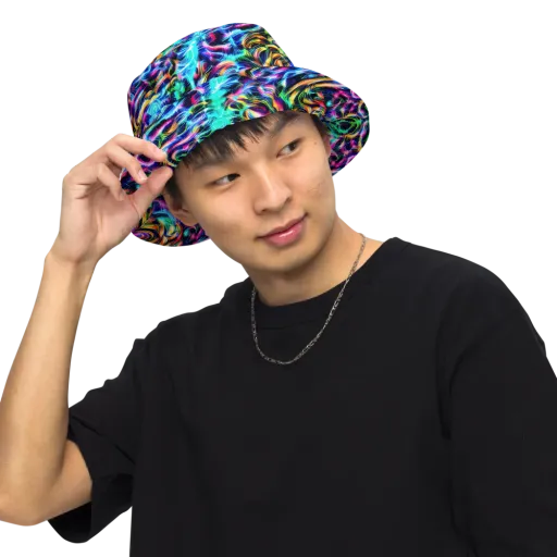 Fluorescent Torrent on a Reversible Bucket Hat